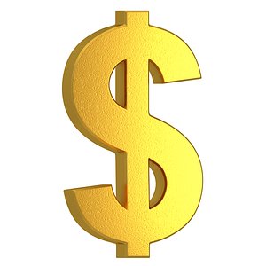 US Dollar Currency Symbol Gold 3D model