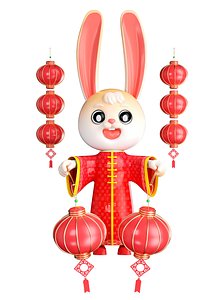 3D Year of the Rabbit New Year cartoon
