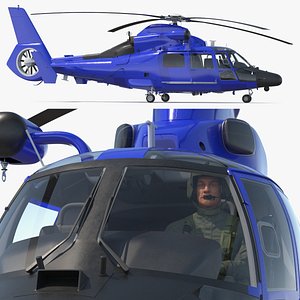 Blue Patrol Helicopter with Pilot