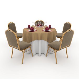 3D Banquet Table and Chair 03 model