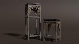 3D 3D Chinese Wooden End Table Antique Furniture Oriental Low-poly 3D model model