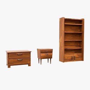 3D Stylized Furniture Pack Gameready Dresser Nightstand Bookshelf