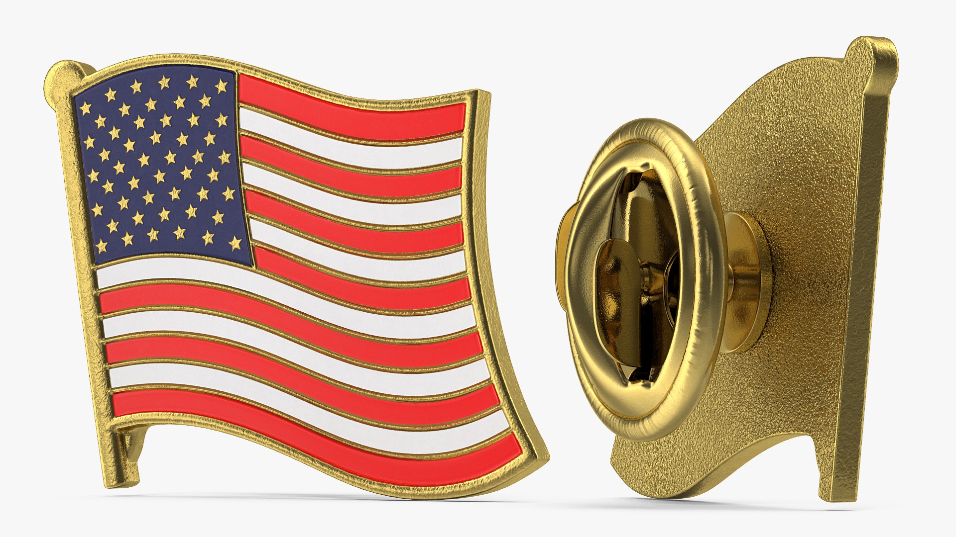 USA Flag Lapel Pin 3D model preview