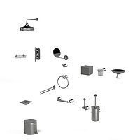 Bathroom ics thg classic accessories set shower hook ring trash bin toilet brush paper soap towel holder