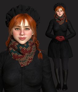 AAA REALISTIC 3D CHARACTER - Ginger Hair Girl Game Ready Rigged 4K PBR