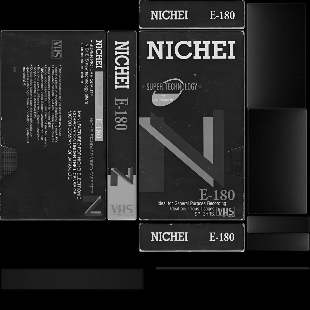 VHS Nichei E-180 3D model https://p.turbosquid.com/ts-thumb/Ov/tkoEXr/Sy/nicheie180_metalness/png/1789198056/1920x1080/fit_q87/7b0e290134fd71373a6c6028f910436107c5e5ed/nicheie180_metalness.jpg
