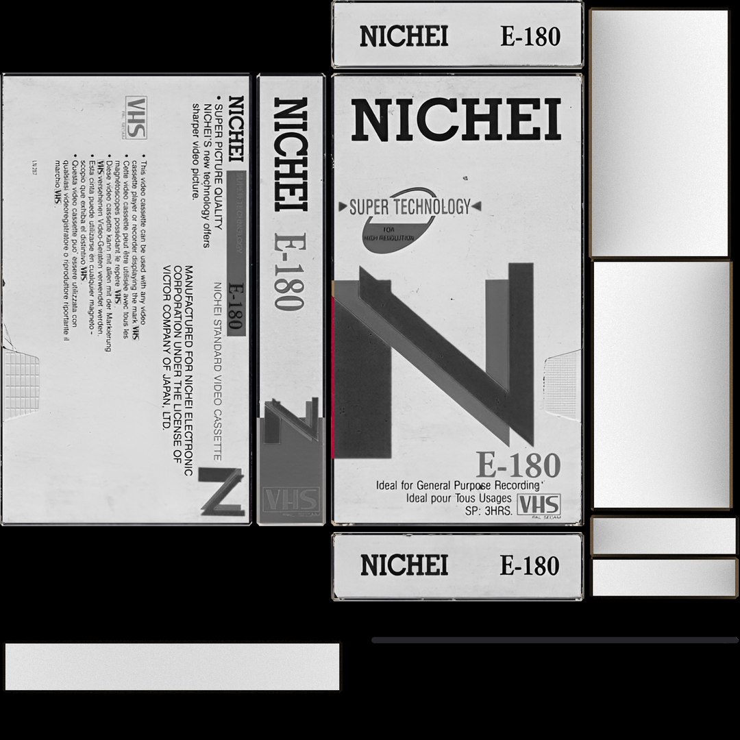 VHS Nichei E-180 3D model https://p.turbosquid.com/ts-thumb/Ov/tkoEXr/sX/nicheie180_roughness/png/1789198056/1920x1080/fit_q87/0baeea333e17d31e60c634b337fa389fe462bc4f/nicheie180_roughness.jpg
