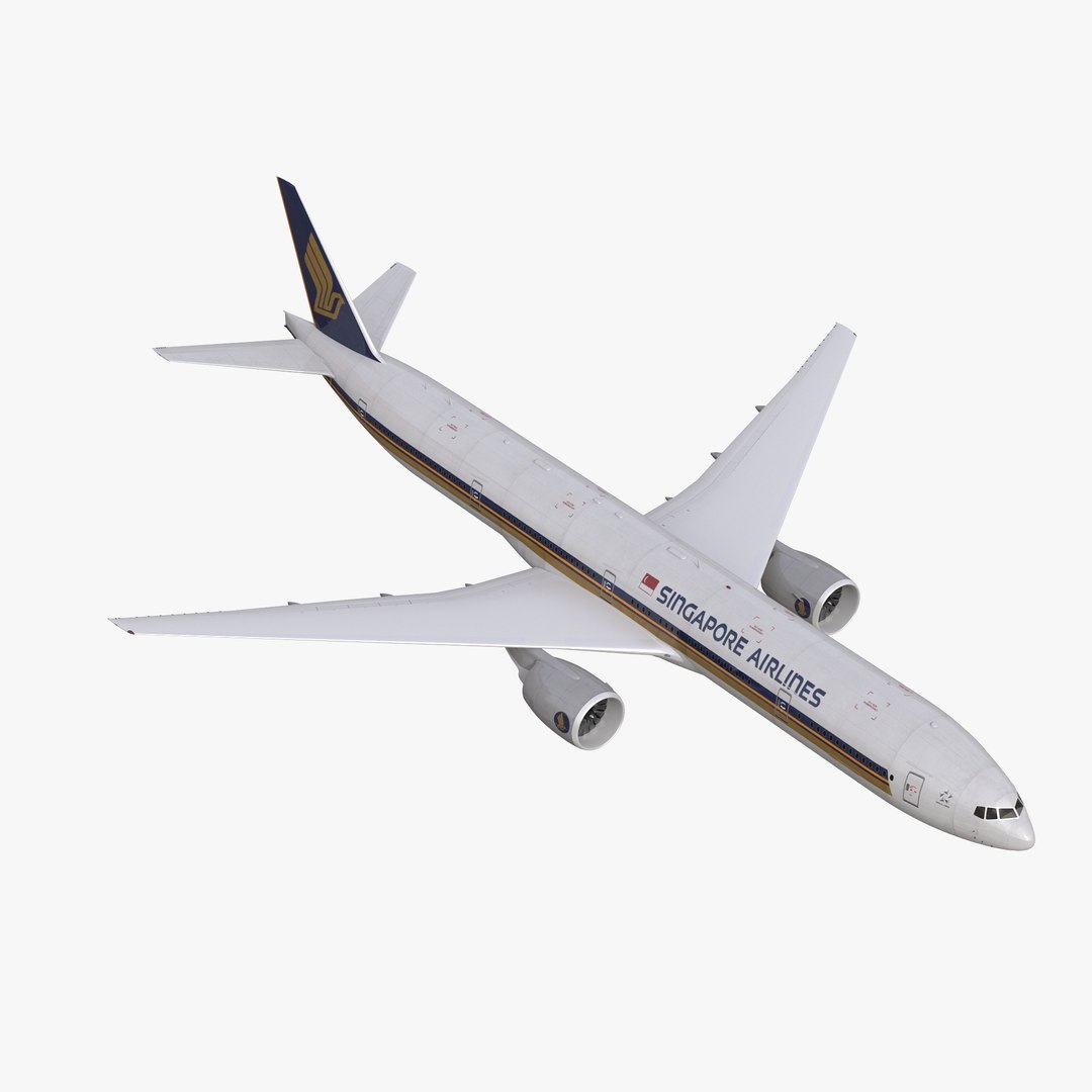 Boeing 777-300 Singapore Airlines Rigged 3D Model 3D model preview