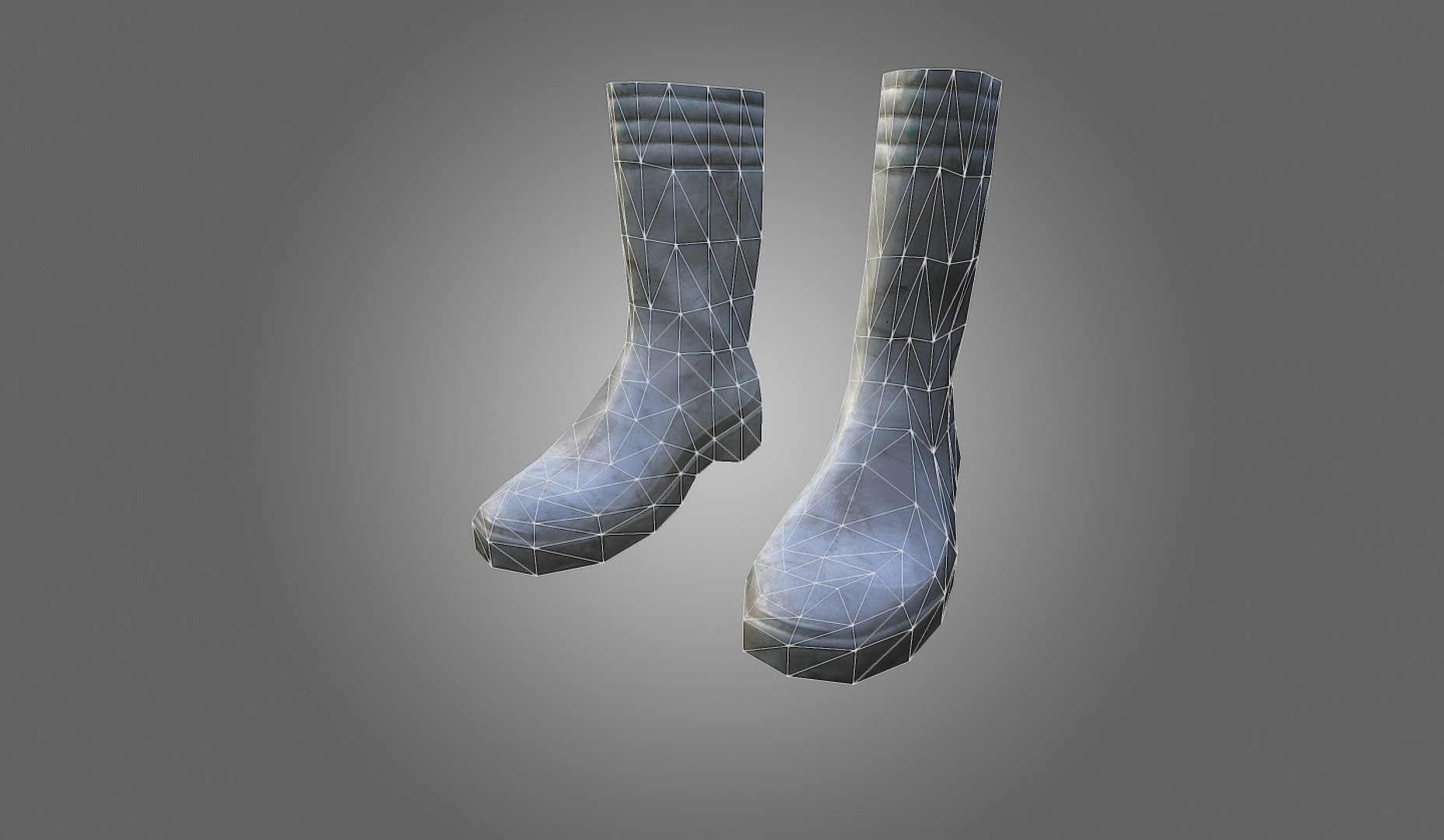 3d low-poly boots https://p.turbosquid.com/ts-thumb/Ow/JMLlVK/7sBGuAtV/screenshot6/jpg/1472367067/1920x1080/fit_q87/feb8f912a16f8d694fedeefd489589e325fa2dee/screenshot6.jpg