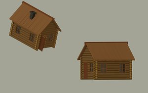 Wooden Cabin Low Poly 3D model