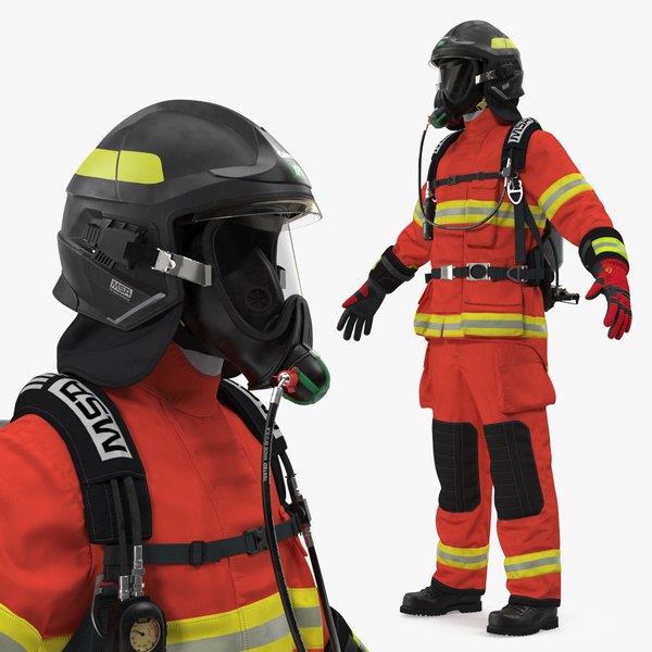 3D model firefighter suit neutral pose