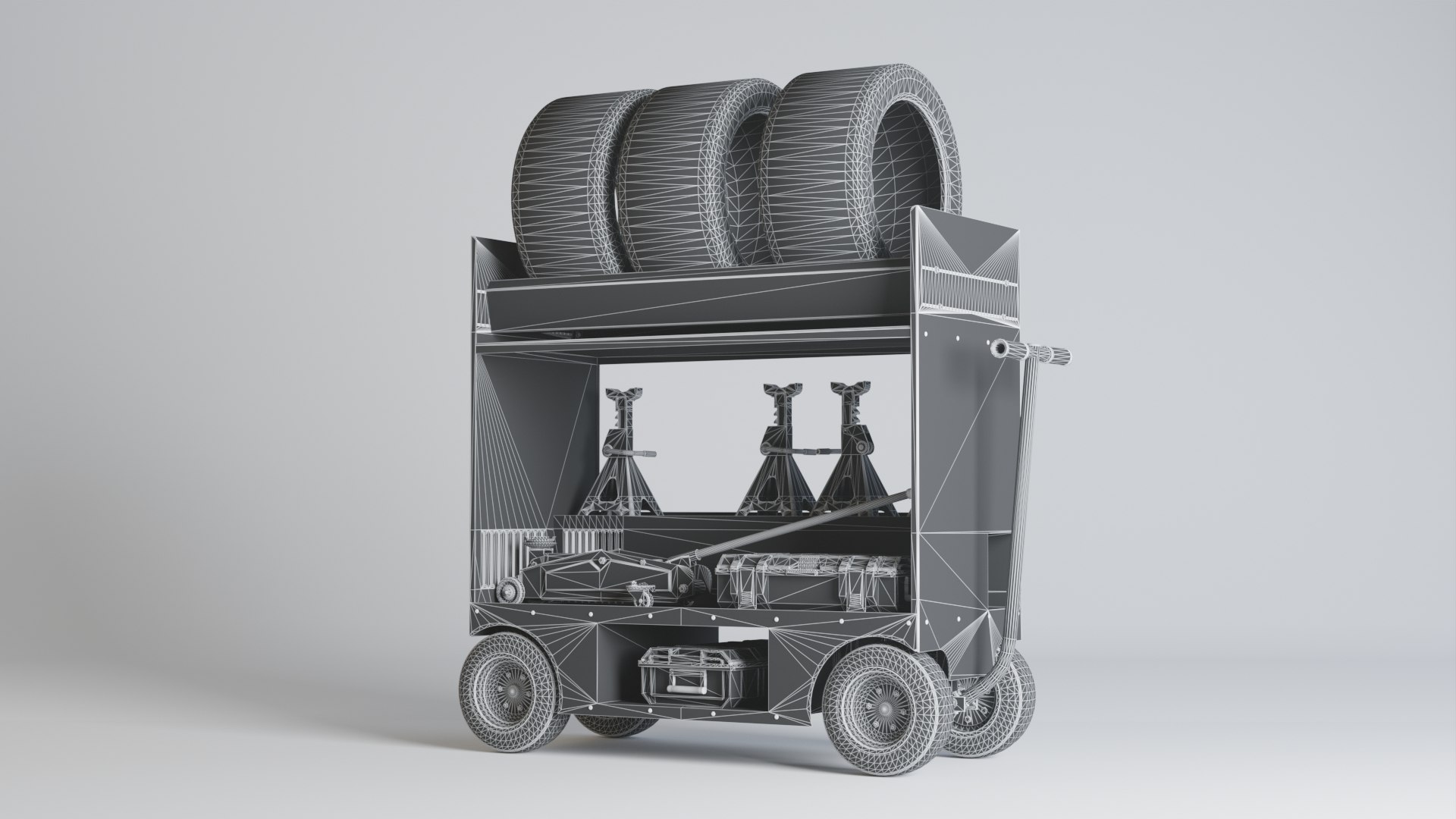3D Model Tire Rack Cart 3 PBR - TurboSquid 1979171