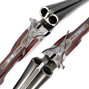 Double Barrel Hunting Shotgun Lowpoly Gameready model