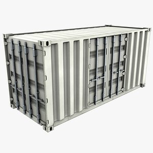 3D 20ft Side Door Container - White