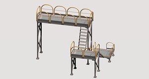 3D model Industrial yellow platform with rails