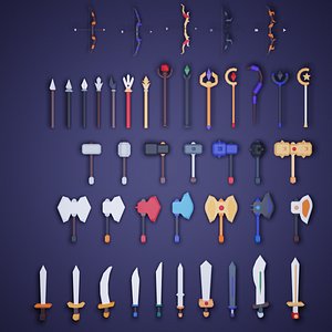 Lowpoly Fantasy Weapon 3D model