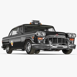 3D Checker Marathon Taxi Cab Vintage Rigged for Maya model
