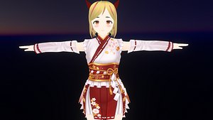 Game Ready Low Poly Anime Character Girl 22