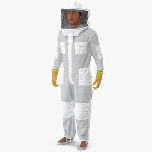Male Beekeeper wearing Full Suit 3D model