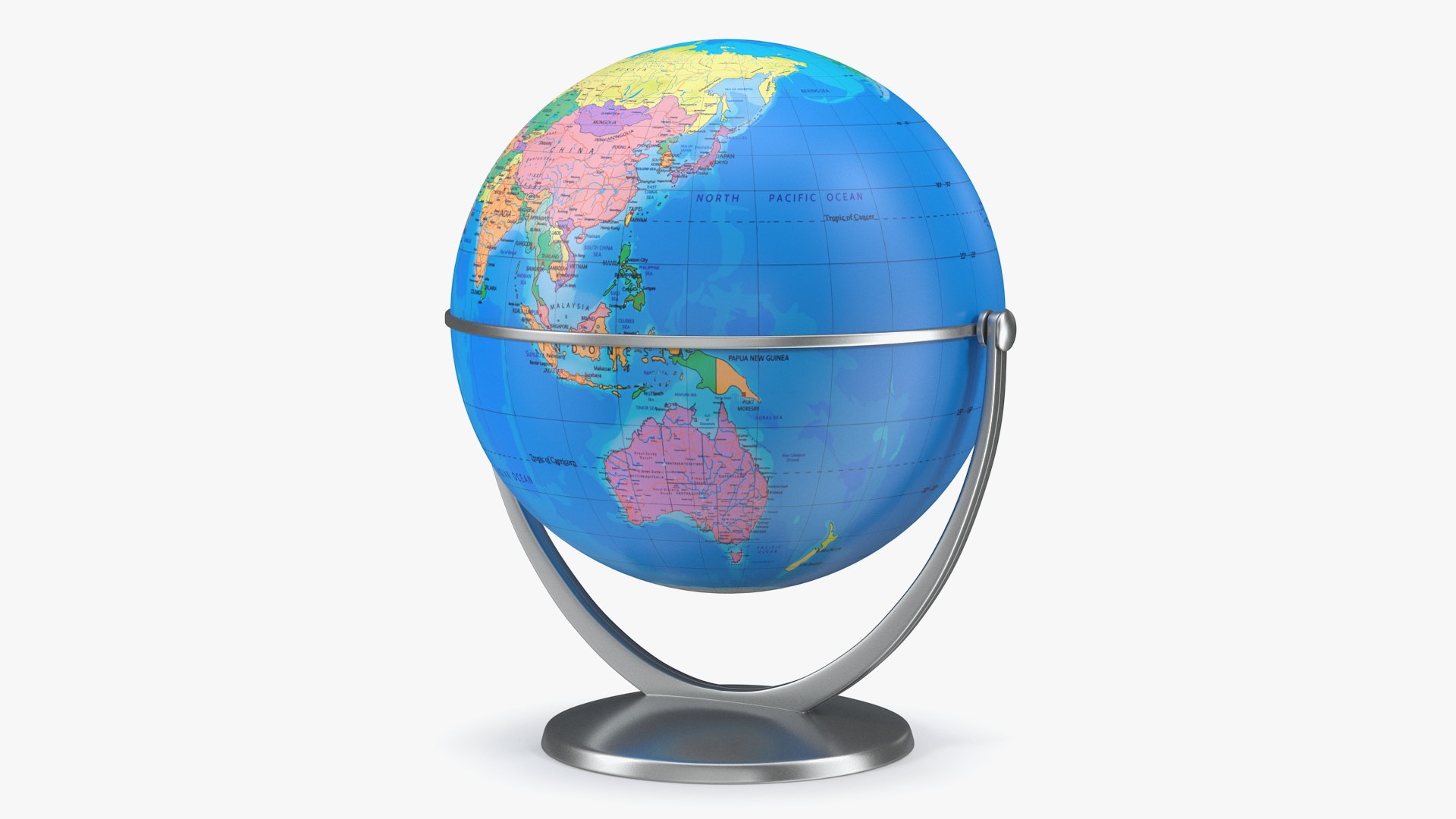Political World Globe with Stand 3D model preview