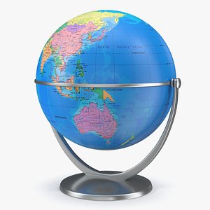 Political World Globe with Stand 3D model