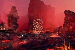 Volcano burning logo Magma lava moutain Fire Finalized