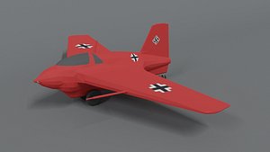 Low Poly Cartoon Messerschmitt Me 163 Komet Airplane