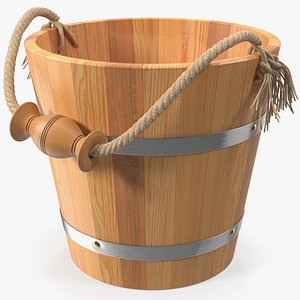 3D wooden sauna bucket model