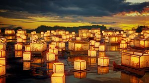 Lantern Night Scene Ambient 3D model