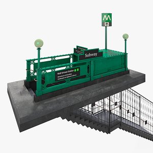 3D Station Entrance and Metro Entrance Sign model