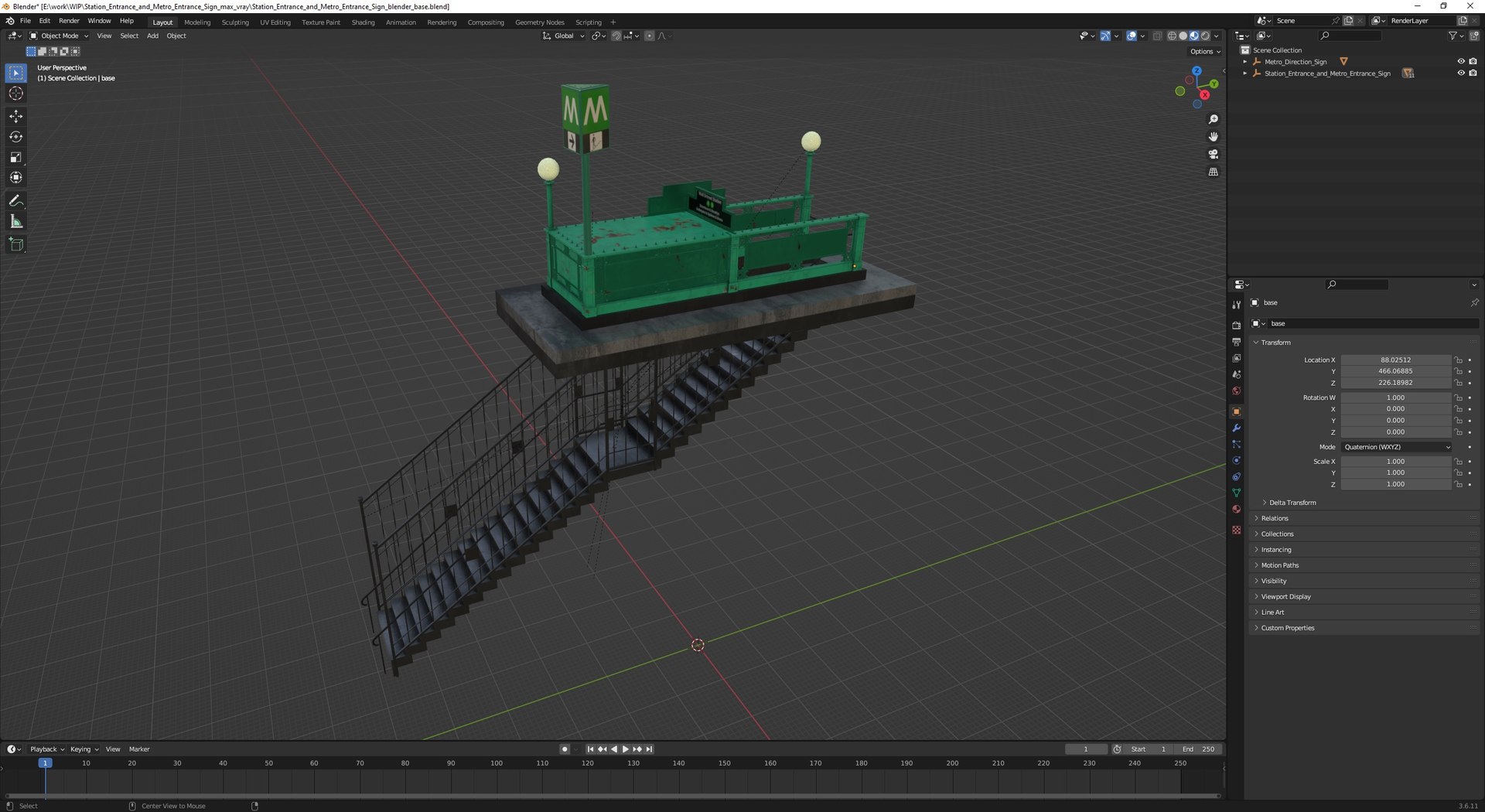 3D Station Entrance And Metro Entrance Sign Model - TurboSquid 2383049