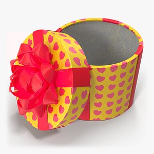 Gift Box Cylinder yellow Open 3D model