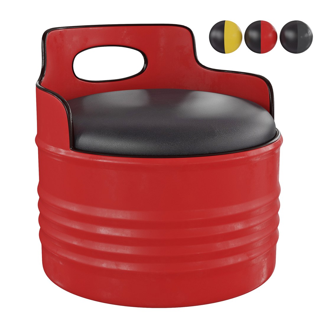 3D Homary-Oil Barrel Accent Chair Industrial Leather Upholstered