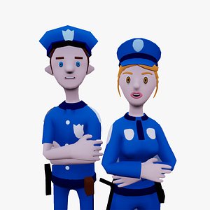 Police Officers With Props 3D model