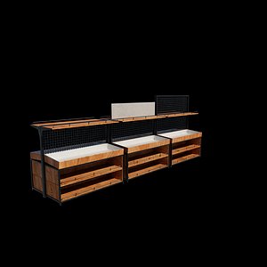 supermarket shelf 3D model 3D model