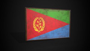 Old Picture Frame With Eritrea  Flag - Game Ready PBR Low-poly 3D Model 3D model
