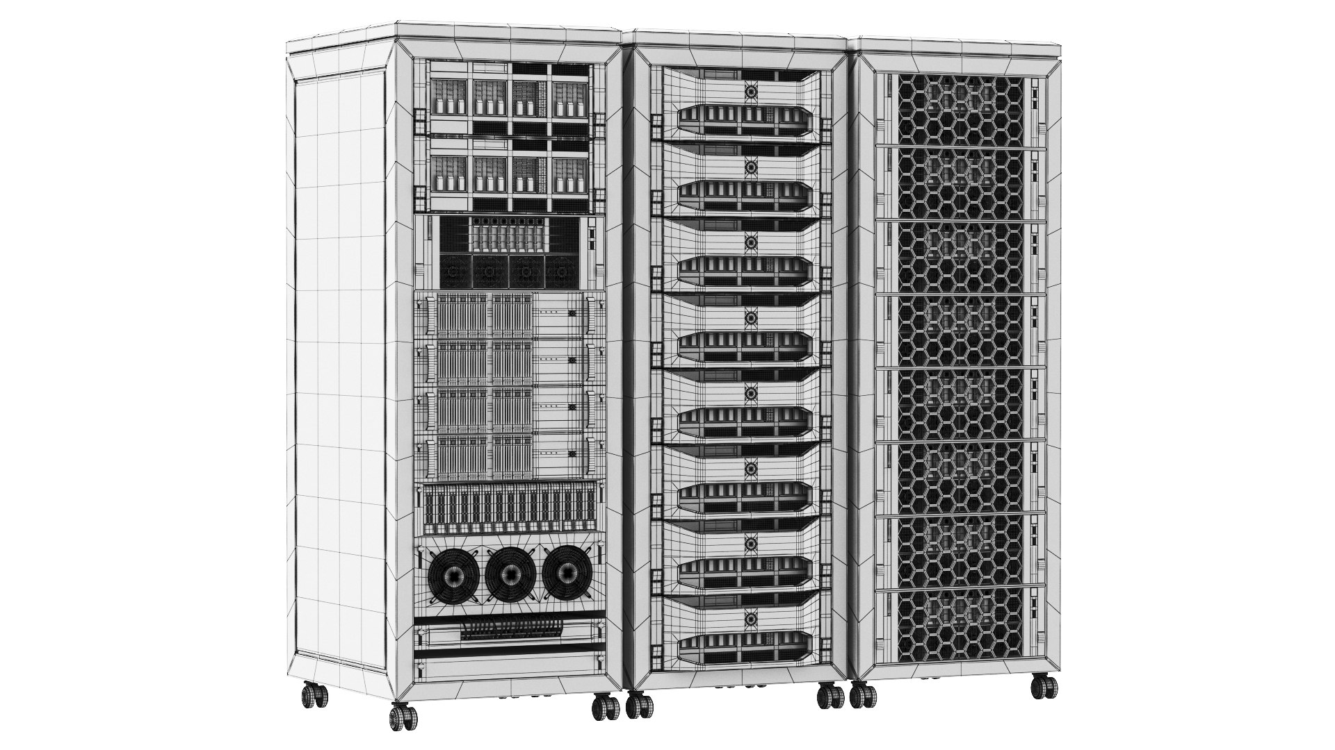 3D Detailed Three Server Racks Model - TurboSquid 2275723