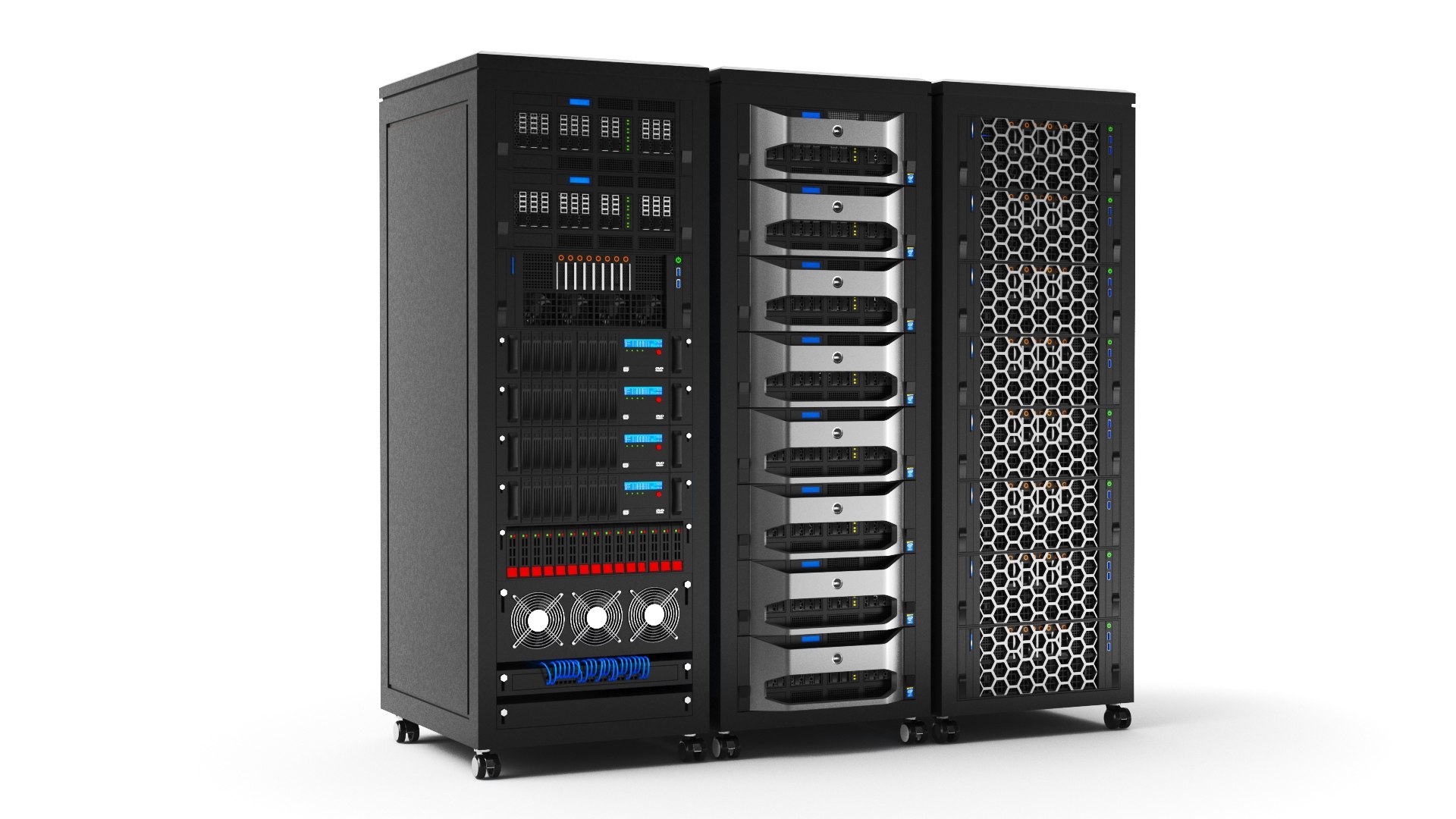 3D Detailed Three Server Racks Model - TurboSquid 2275723
