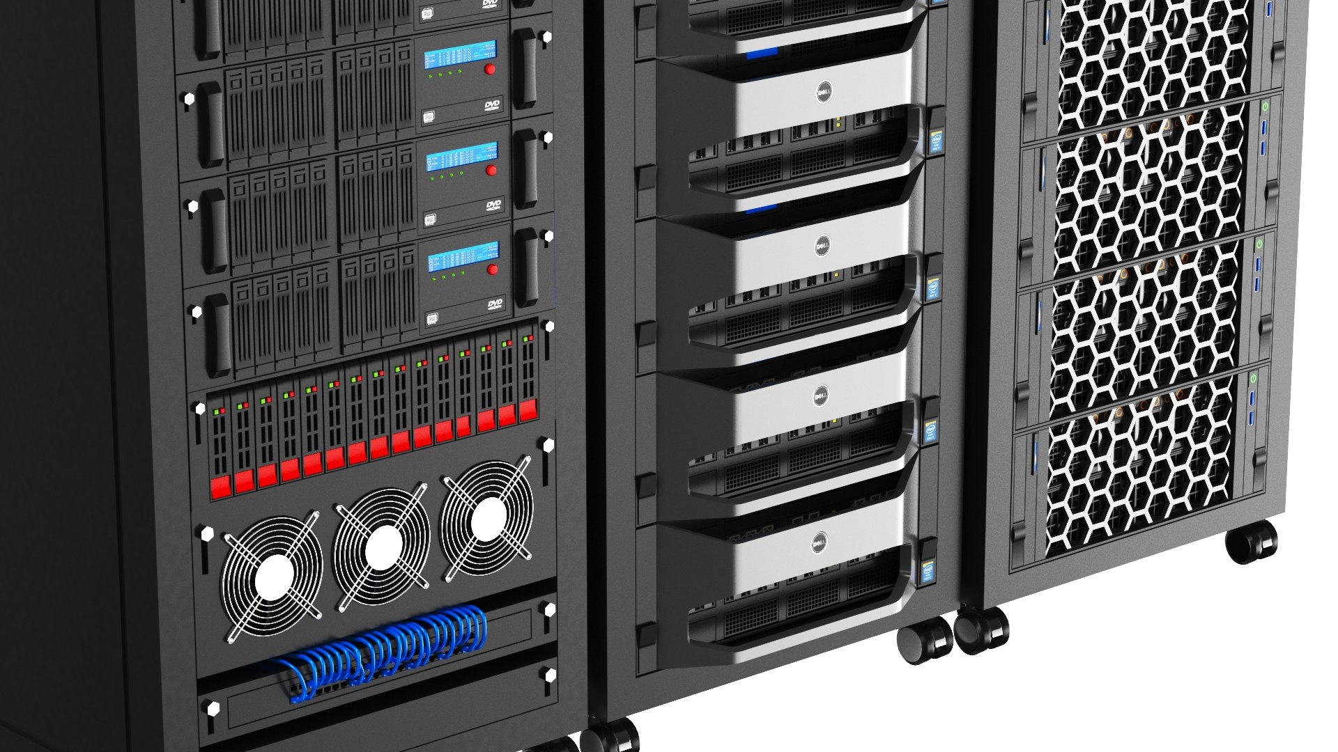 3D Detailed Three Server Racks Model - TurboSquid 2275723