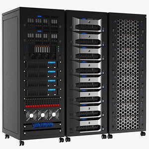 Detailed Three Server Racks