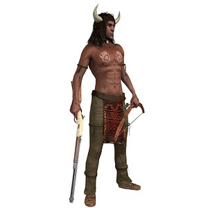 3D rigged native american man model