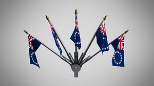 Wall Mount Flags 5 Of Cook Islands 3D model