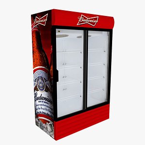 budweiser fridge sliding doors model