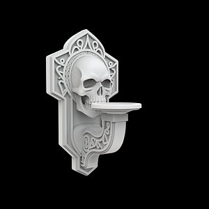 Gothic Skull Candle Sconce 3D Print Model 3D