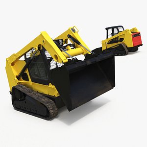 Skid Steer or Compact Track Loader Yellow Rigged for Cinema 4D 3D model