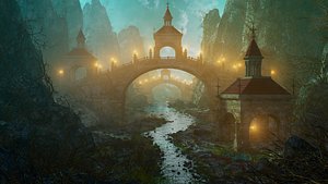 3D Fantasy Bridge River model