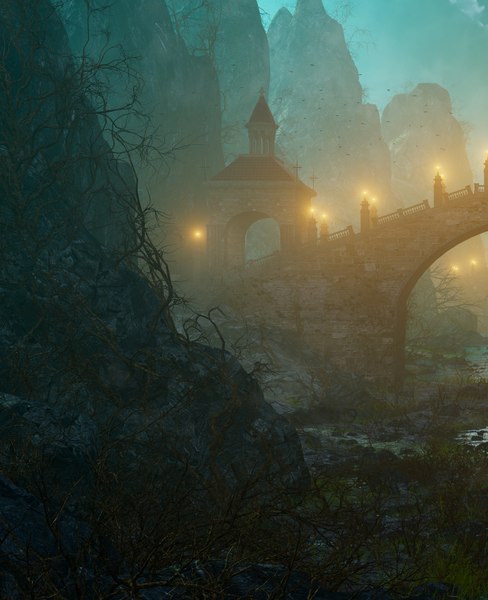 3D Fantasy Bridge River model - TurboSquid 2020788