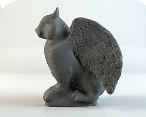 3d stone gargoyle cat model