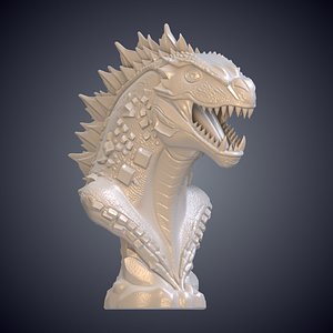 Detailed Kaiju Monster Bust 3D Print Model PM-14