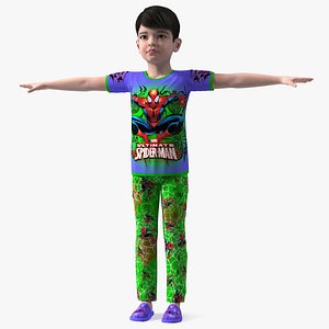 Asian Child Boy Home Style Rigged 3D model